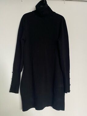 Tezenis size M Black Turtleneck Long Sleeve Sweater Dress